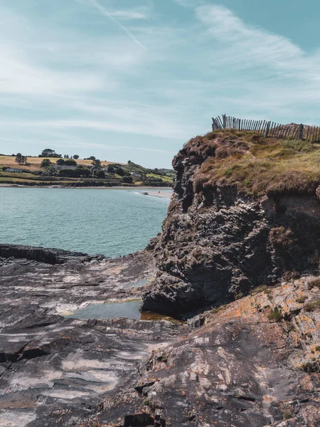 Sheer Stone Cliff Atlantic Ocean Ireland Sunny Summer Day Irish — Stock Photo, Image