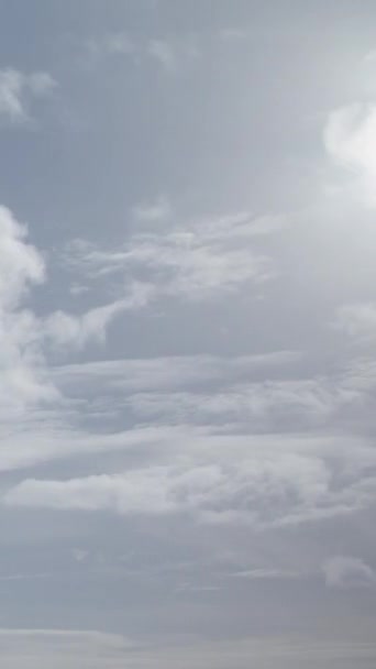 Кучевые Облака Выглядят Пушистые Белые Хлопковые Шарики Небе Вертикальное Видео — стоковое видео
