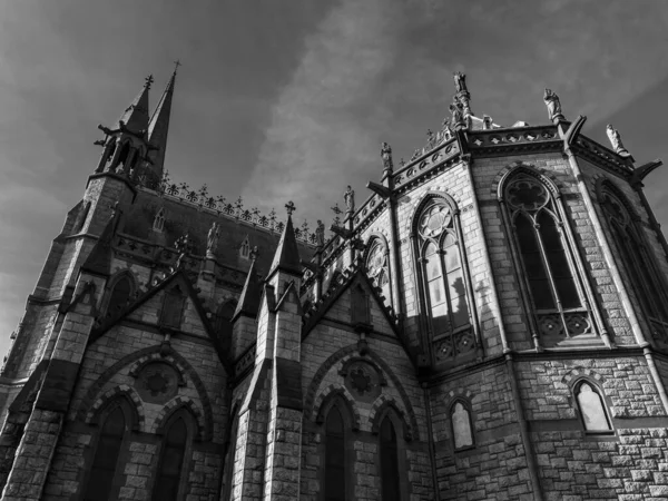Stěna Katedrály Colmana Cobhu Irsku Náboženská Evropská Architektura Černá Bílá — Stock fotografie