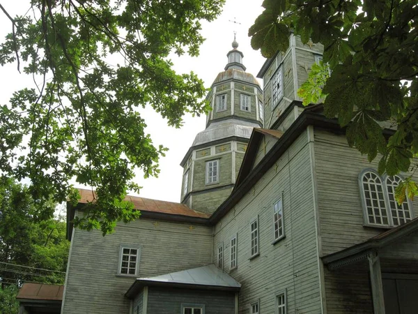 Nella Città Ucraina Pereyaslav Antica Chiesa Ortodossa Legno Erge Alta — Foto Stock