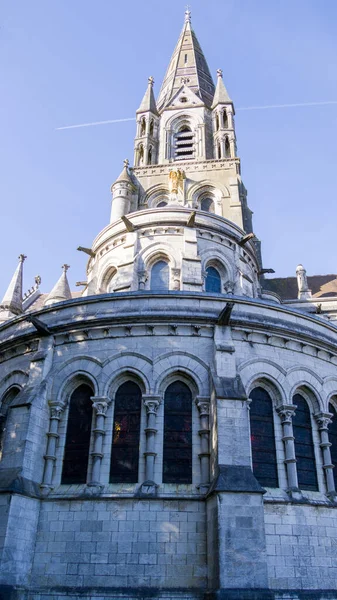 Gotische Torenspits Van Een Anglicaanse Kerk Cork Ierland Neo Gotische — Stockfoto