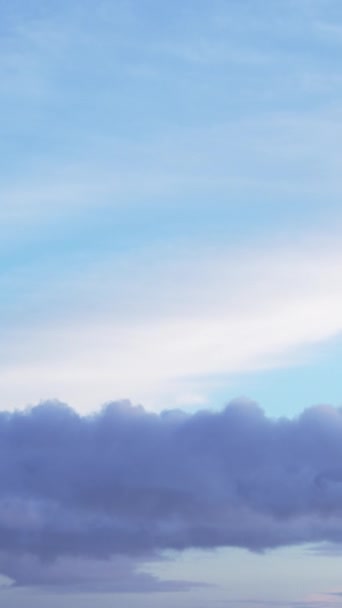 一个清晰的蓝天与缓慢漂移的云被捕捉在一个时间流逝的视频 垂直录像 — 图库视频影像