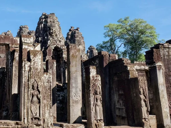 Scen Från Angkor Med Bayon Khmer Tempel Uppfördes Slutet Talet — Stockfoto