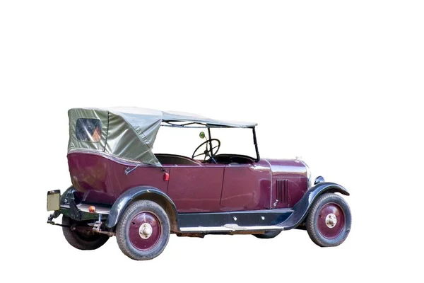 Vintage Bil Från Tidigt 1900 Tal Med Duk Tak Isolat — Stockfoto