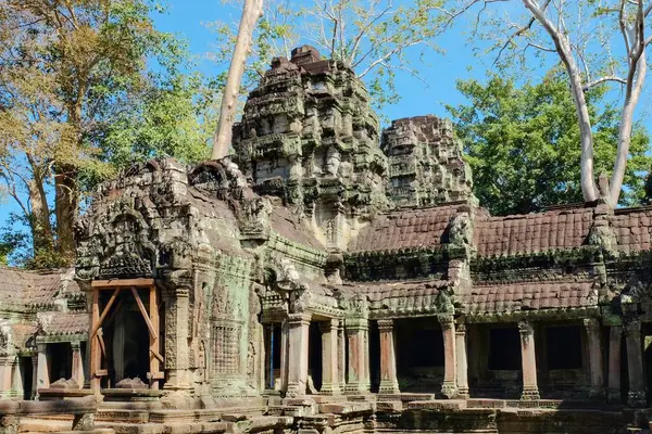 Образ Известных Руин Кхмерского Храма Прома Популярной Туристической Достопримечательности Камбоджи — стоковое фото
