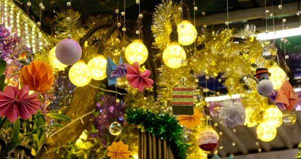 Fotografia Capturando Lanternas Festivas Natal Brinquedos Exibida Como Parte Das — Fotografia de Stock