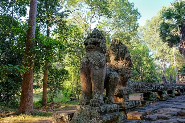 Fotografie Terasou Před Chrámem Banteay Kdei Zdobená Majestátními Balustrády Připomínajícími — Stock fotografie