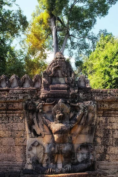 Mythical Masterpiece Bas Relief Garuda Captivating Sight Preah Khan Cambodia — Stock Photo, Image