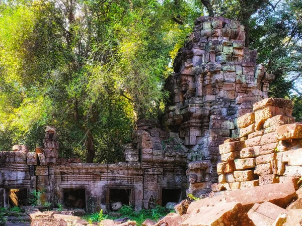 Zřícenina Starobylého Buddhistického Chrámu Univerzity Kambodžské Džungli Preah Chán — Stock fotografie