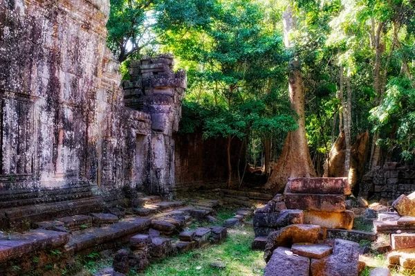 Γαλήνια Ερείπια Αρχαία Απομεινάρια Του Πολιτισμού Χμερ Στο Δάσος Της — Φωτογραφία Αρχείου