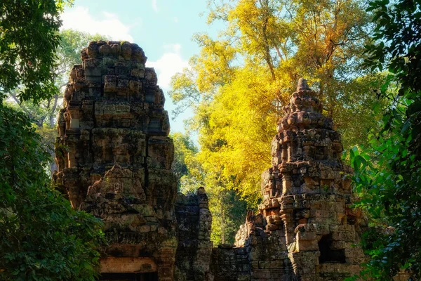 Преах Хан Живописные Древние Игрушки Камбоджийском Осеннем Лесу Пейзаж — стоковое фото