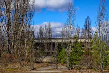 Pripyat, Çernobil sınırlama bölgesi, Ukrayna 'da terk edilmiş sanayi binası. Energetik Kültür Sarayı, Pripyat 'ta terk edilmiş, çok işlevli bir kültür sarayı..