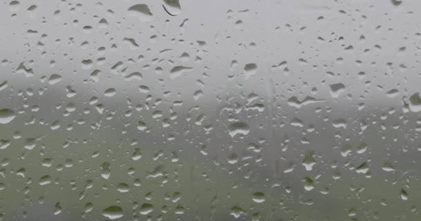 窓に雨が降り注ぐビデオで 曇った空を眺めることができます パノール — ストック動画