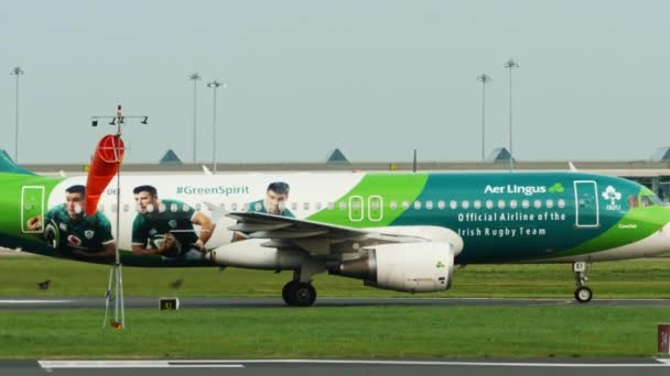 Dublin Irlandia Października 2023 Czysty Dzień Lotnisku Samolotem Aer Lingus — Wideo stockowe