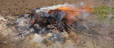 Kalıcı alevlerle dolu bir şenlik ateşinin ardından.