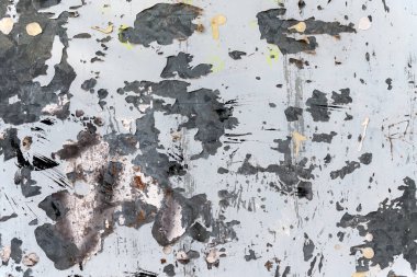Soyut, kirli, soyulmuş duvar arkaplanı ve yakın plan yanmış boya.