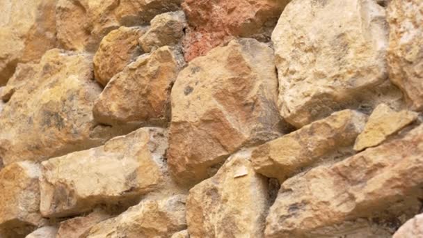 Egy Ősi Erőd Régi Kőfala Textúra Közelkép — Stock videók