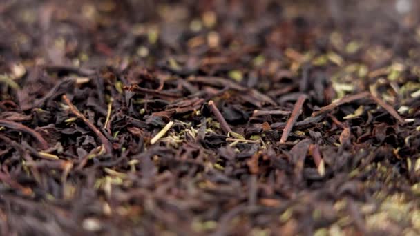 Thyme Black Tea Dried Leaves Falling Slow Motion Medicinal Herb — Stock Video