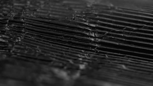 Monochrome Black Ribbed Paper Texture Old Ragged Wrinkled Rough Cardboard — Vídeo de Stock