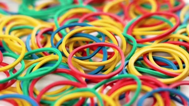 Multicolored Elastic Rubber Bands Close Rotation — Video