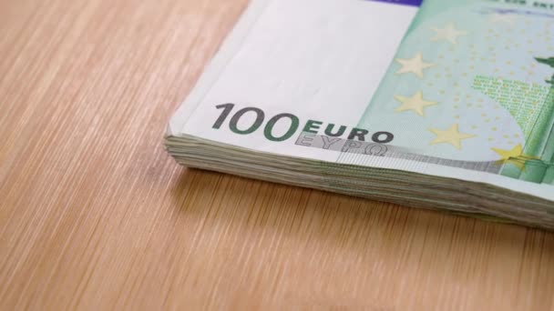 Euro Banknotes Table Surface European Cash Money Close Rotation — Vídeos de Stock