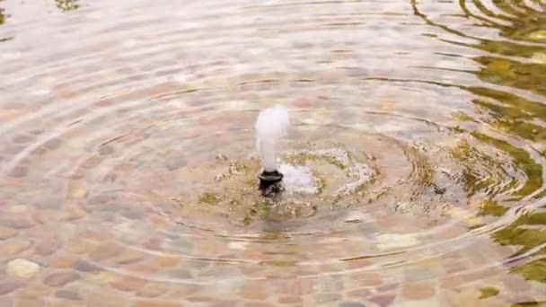 Água Que Flui Bocal Fonte Uma Superfície Ondulada Câmera Lenta — Vídeo de Stock