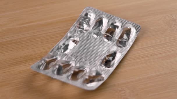 Pacote Comprimidos Usados Vazios Embalagem Blister Médica Sem Cápsulas — Vídeo de Stock