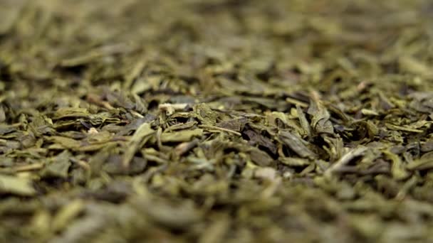 Dried Sencha Green Tea Leaves Close — Stock Video