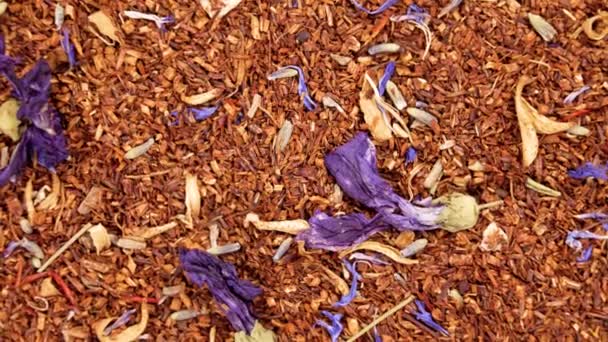 干红豆茶 花朵干透了 顶部视图 — 图库视频影像