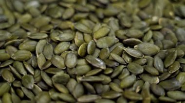 El, yeşil organik kabak tohumlarını yakından alıyor.