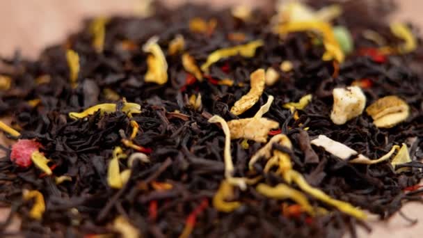 Ceaiul Fructe Uscat Bază Plante Petale Flori Închide Ingredientul Aromatic — Videoclip de stoc