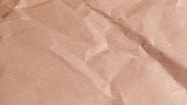 Zgnieciony Brązowy Papier Pakowy Tekstury Blisko Obrót — Wideo stockowe