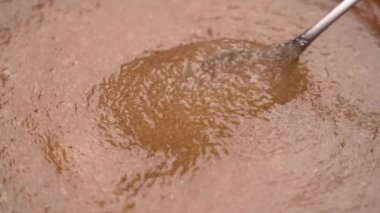 Psyllium kabuğuyla su karışımının jölesi. Detoks ve kabızlık için alternatif doğal sindirim ilacı.