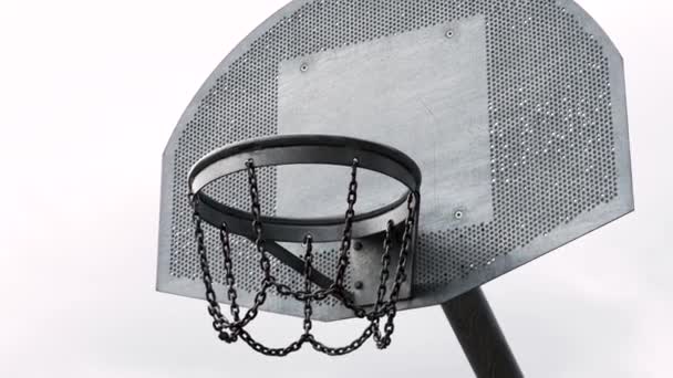 Открытый Баскетбольный Обруч Металлической Цепью Крупным Планом — стоковое видео