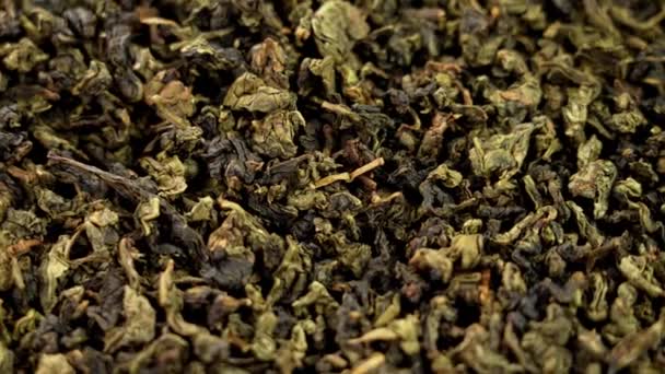 Aromatyczne Suche Liście Czystego Tradycyjnego Chińskiego Produktu Zielonej Herbaty Obrót — Wideo stockowe