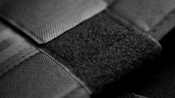Bande Fixation Velcro Nylon Couleur Noire Macro Shot Rotation — Video
