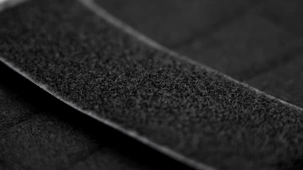 Texture Velcro Noir Élément Fixation Macro Rotation — Video