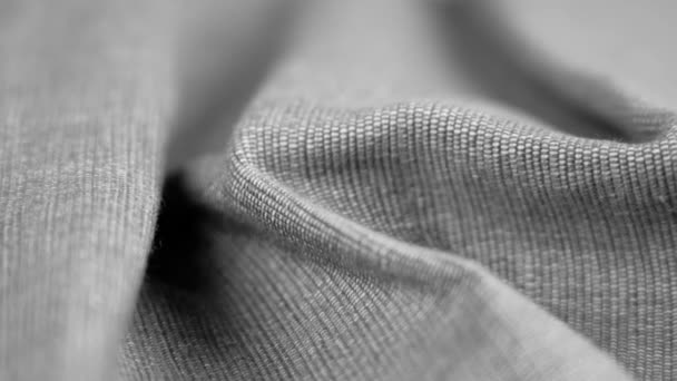 Морщинистая Грубая Ткань Текстуры Серого Волнистого Обесцвеченного Материала Серый Шерстяной — стоковое видео