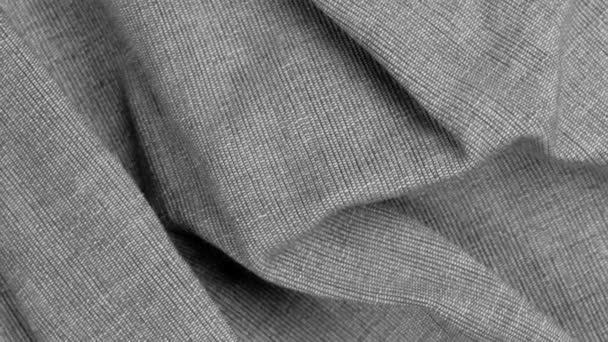 灰色起皱的粗糙织物纹理 波浪形折痕紧密 — 图库视频影像