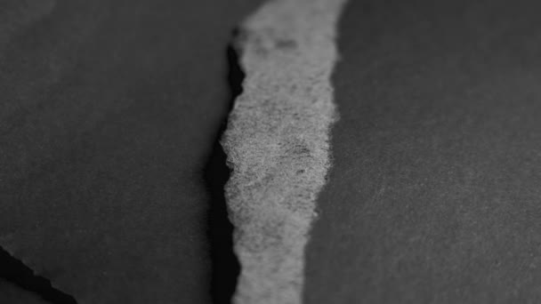 Tear Black Paper Sheet Ragged Edges Torn Dark Grey Layered — Stock Video