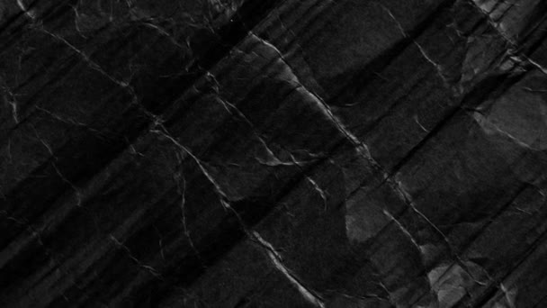 Смятая Черная Бумага Морщинами Складками Тёмный Картон Абстрактный Фон Вращение — стоковое видео