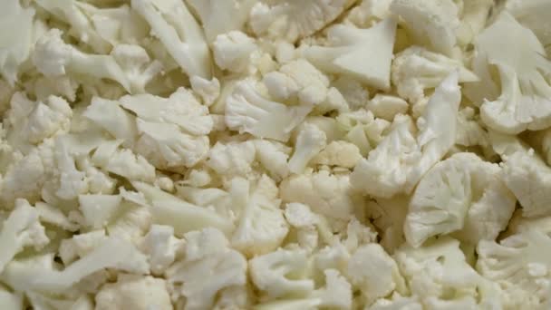 Chopped Fresh Raw Cauliflower Vegetable Vegan Organic Uncooked Ingredients Rotation — Stock Video