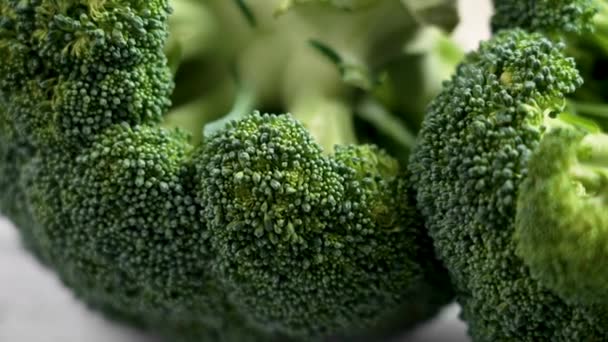 Organická Brokolice Zblízka Koncept Hojnosti Čerstvých Rostlinných Surovin Makro Rotace — Stock video