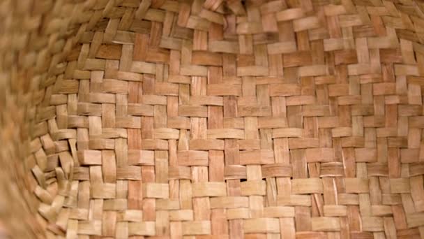 Organic Wicker Wooden Texture Rustic Wickerware Empty Rural Stylish Braided — Stock Video
