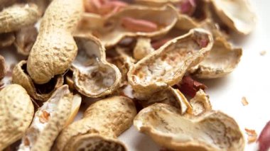 Kabuğu soyulmuş fıstık kabukları. Organik atık gübre bileşeni. Makro. Döndürme