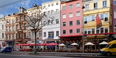 Cologne, Germany, January 11, 2023: many restaurants with outdoor dining in the belgian quarter of cologne