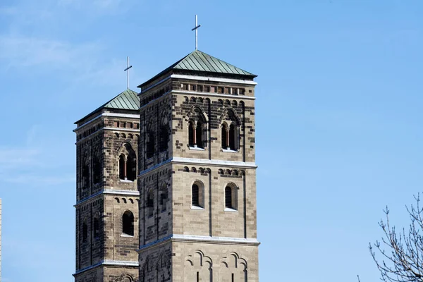 Two Towers Parish Church Heribert Neo Romanesque Style Cologne Deutz — Photo