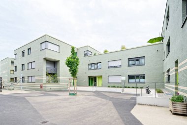 Köln, Almanya 20 Haziran 2023: Köln Ehrenfeld 'de eski bir çorak arazi üzerine yeni bir iskan geliştirme projesi