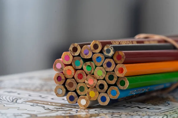 Crayons Couleur Forme Boule Sur Fond Blanc — Photo