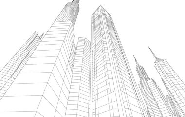 soyut mimari duvar kağıdı gökdelen tasarımı, dijital konsept arkaplan